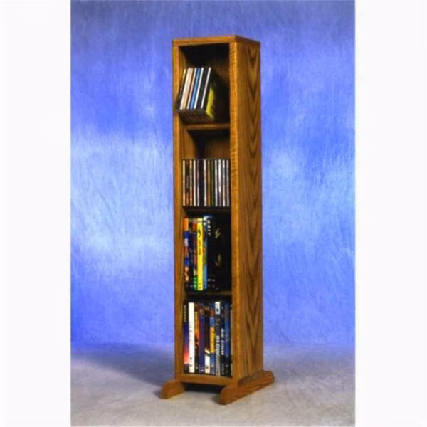 Solid Oak 4 Row Dowel CD-DVD Cabinet Tower